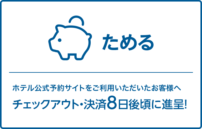 ホテル公式予約サイトをご利用いただいたお客様へチェックアウト8日後頃に進呈！